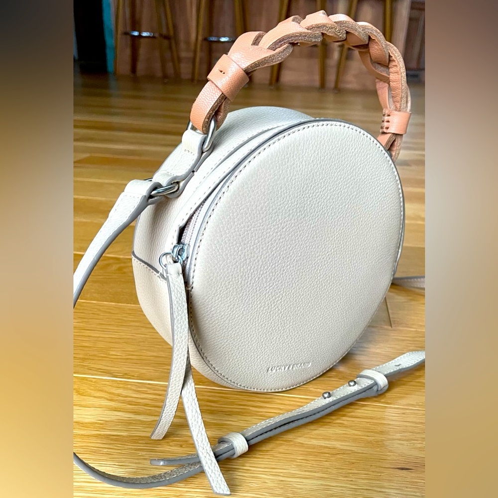 Lucky Brand Crossbody leather circle 2 way bag top handle boho festival NWOT
